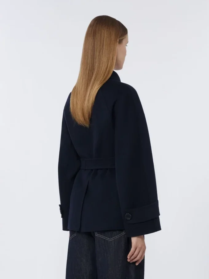 Double-breasted pure-wool cropped coat, midnightblue Double-breasted pure-wool cropped coat, midnightblue