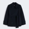 Double-breasted pure-wool cropped coat, midnightblue Double-breasted pure-wool cropped coat, midnightblue