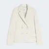 Double-breasted scuba jersey jacket, beige Double-breasted scuba jersey jacket, beige