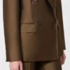 Double-breasted shantung blazer, kaki Double-breasted shantung blazer, kaki