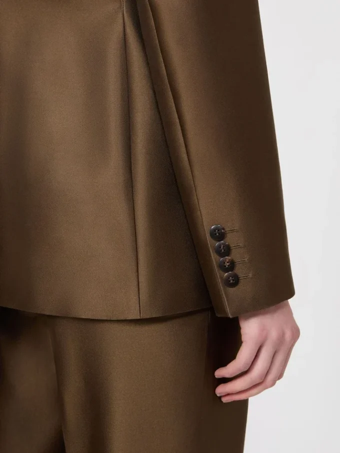 Double-breasted shantung blazer, kaki Double-breasted shantung blazer, kaki