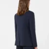 Double-breasted stretch wool blazer, navy Double-breasted stretch wool blazer, navy