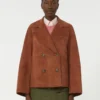 Double-breasted suede jacket, terra cotta