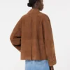 Double-breasted suede jacket, tobacco