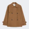 Double-breasted water-repellent cotton trench coat, tobacco