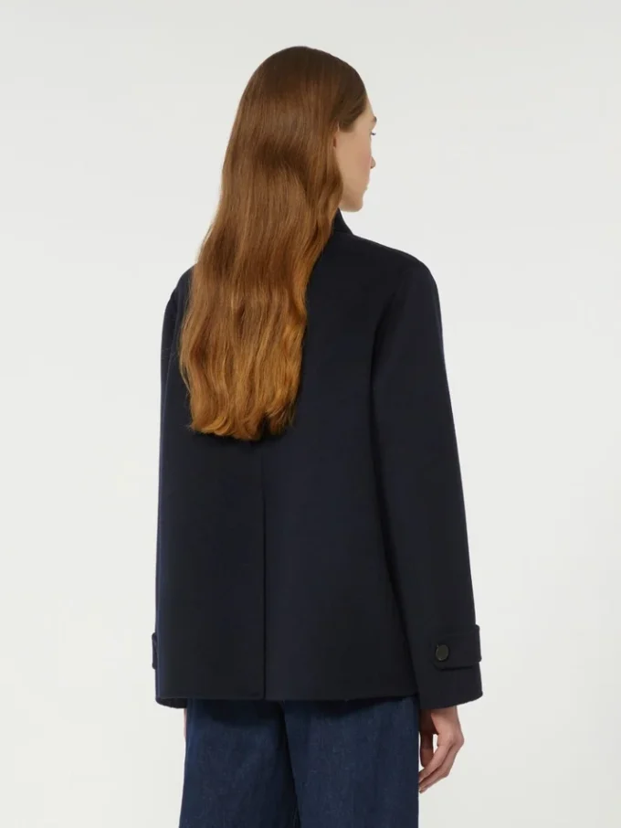 Double-breasted wool-blend pea coat, navy