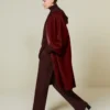 Double cashmere cape coat, dark red