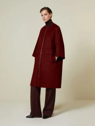Double cashmere cape coat, dark red