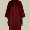 Double cashmere cape coat, dark red