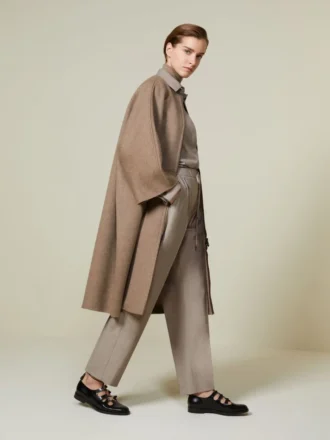 Double cashmere cape coat, turtledove