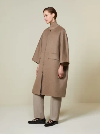 Double cashmere cape coat, turtledove