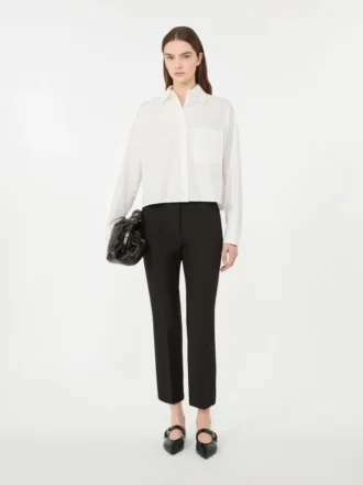 Double-faced viscose canvas trousers, black