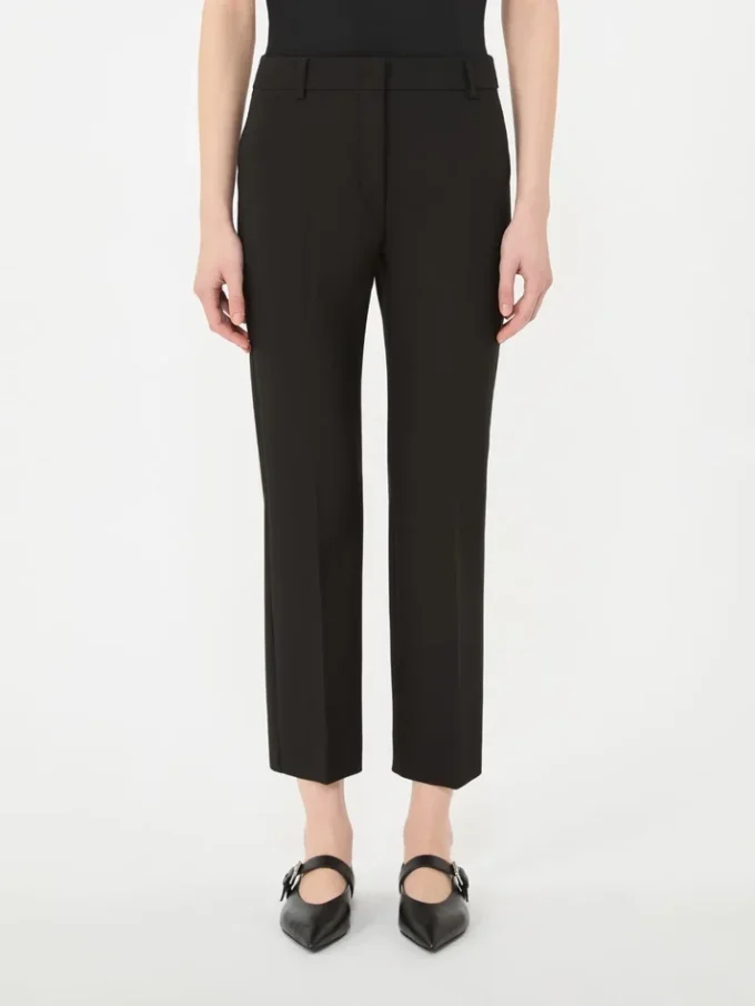 Double-faced viscose canvas trousers, black