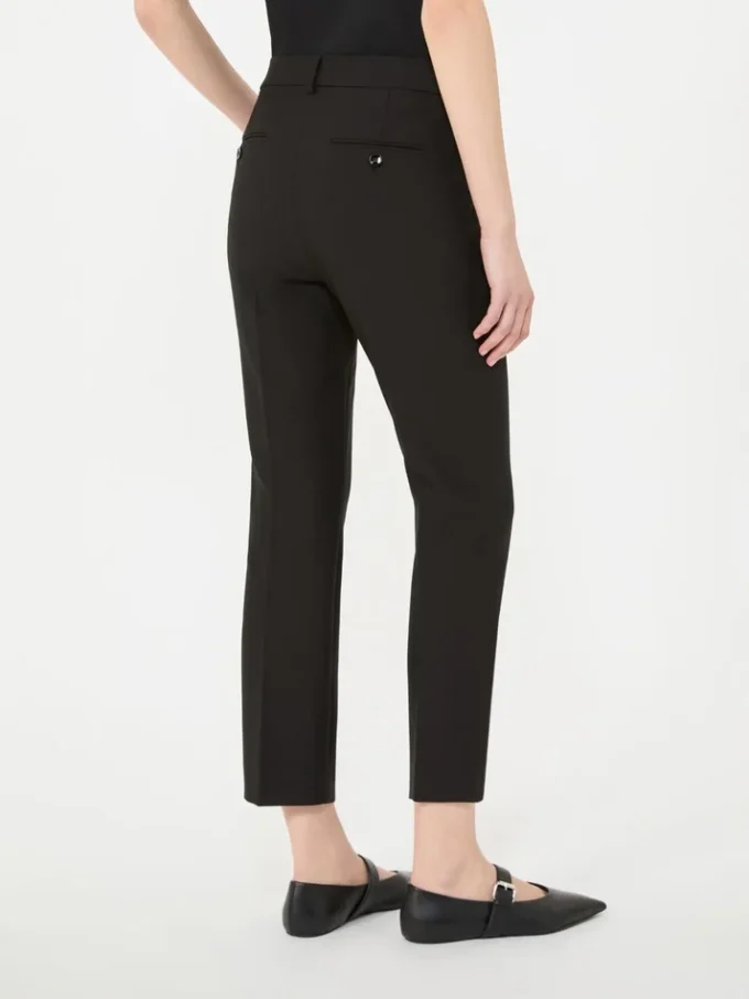 Double-faced viscose canvas trousers, black