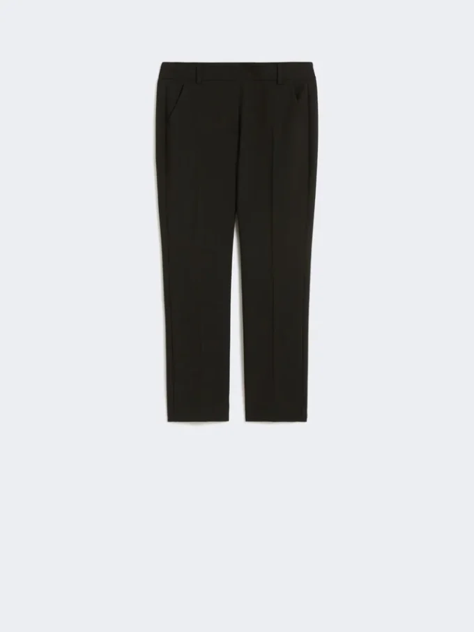 Double-faced viscose canvas trousers, black