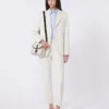 Viscose-blend canvas blazer, ivory