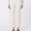 Double-faced viscose canvas trousers, ivory