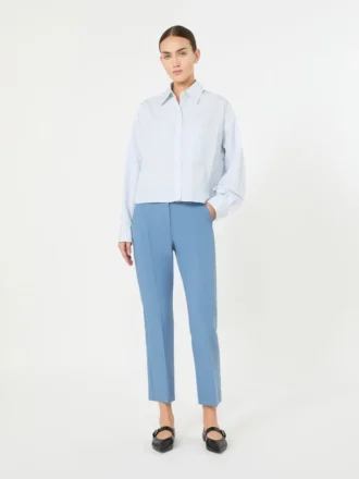 Double-faced viscose canvas trousers, light blue