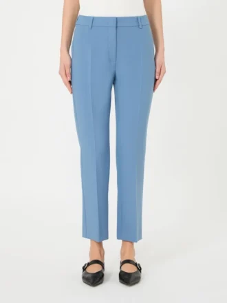 Double-faced viscose canvas trousers, light blue
