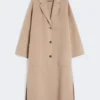 Double-faced wool-blend coat, camel