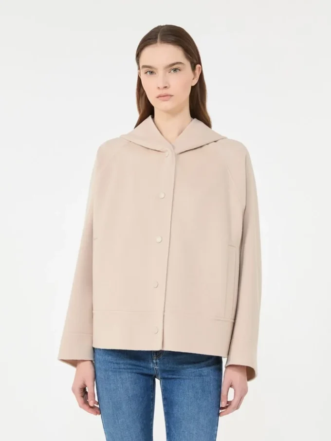 Double-faced wool-blend coat, sand