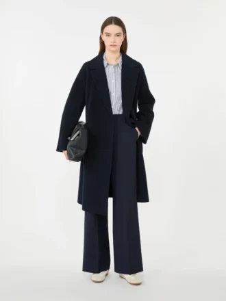 Double-faced wool-blend robe coat, navy