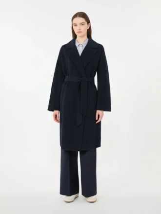 Double-faced wool-blend robe coat, navy