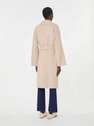 Double-faced wool-blend robe coat, sand