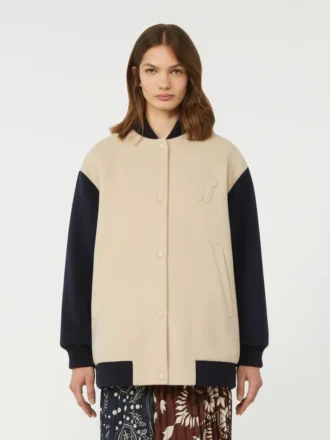 Double-faced wool bomber jacket, sand