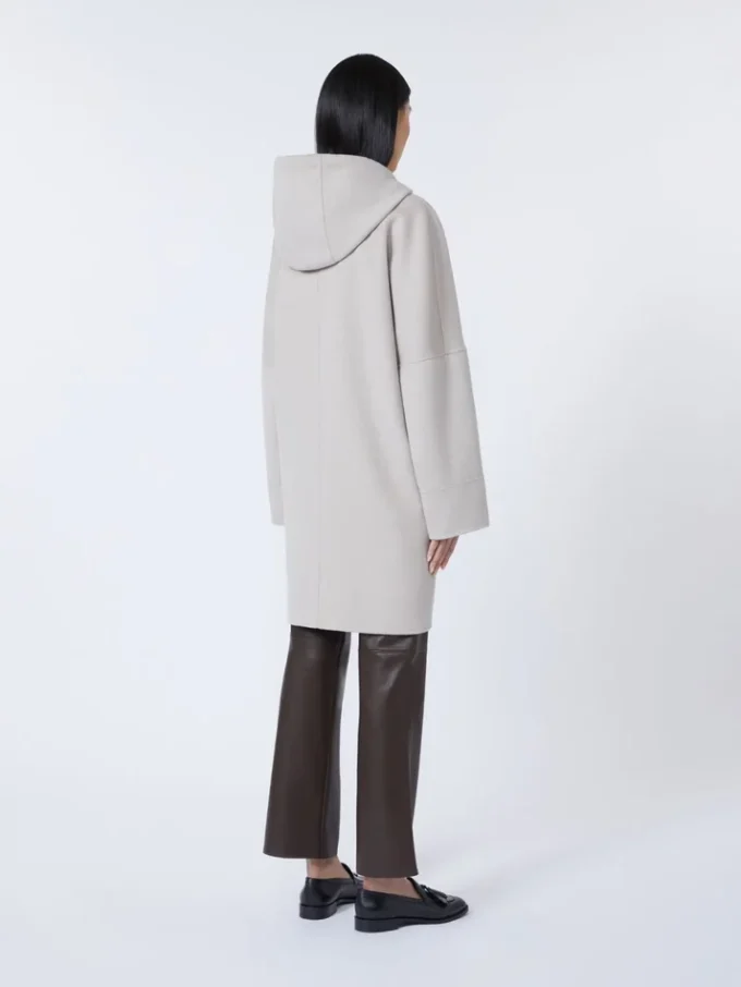 Double-faced wool hooded coat, beige Double-faced wool hooded coat, beige