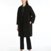 Double-faced wool robe coat, black