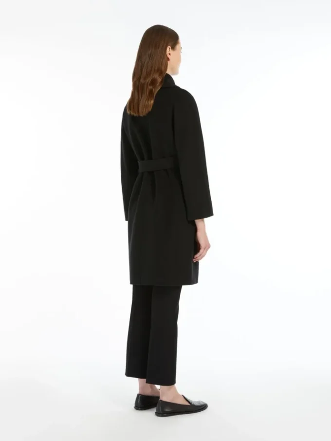Double-faced wool robe coat, black