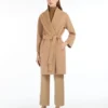 Double-faced wool robe coat, camel