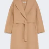 Double-faced wool robe coat, camel