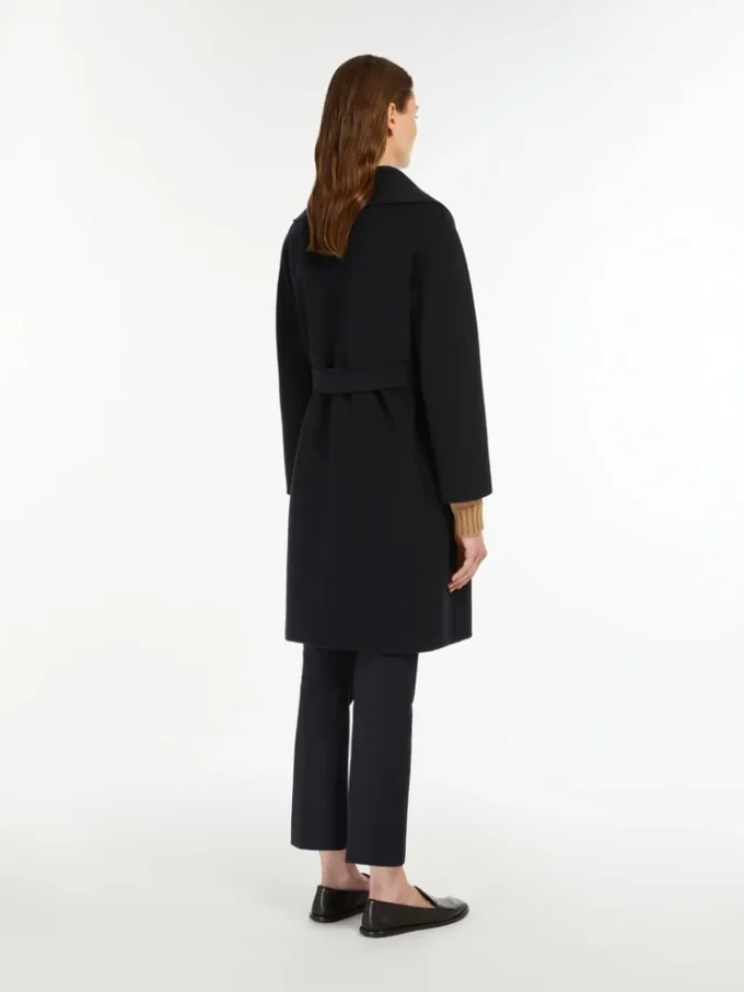 Double-faced wool robe coat, midnightblue