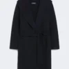 Double-faced wool robe coat, midnightblue