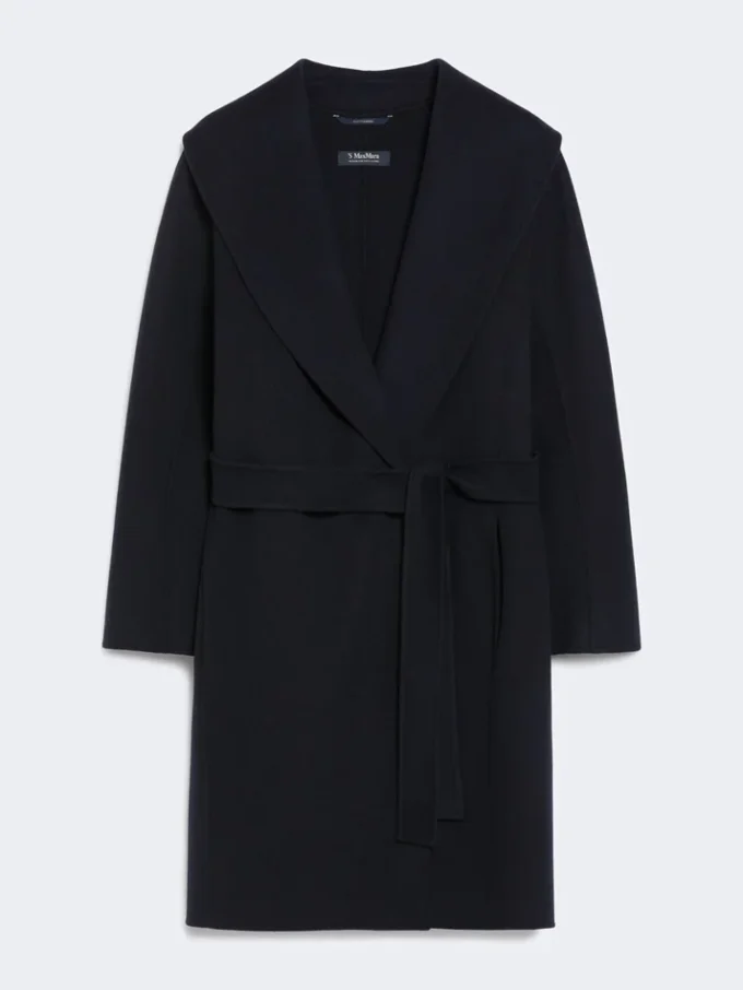 Double-faced wool robe coat, midnightblue