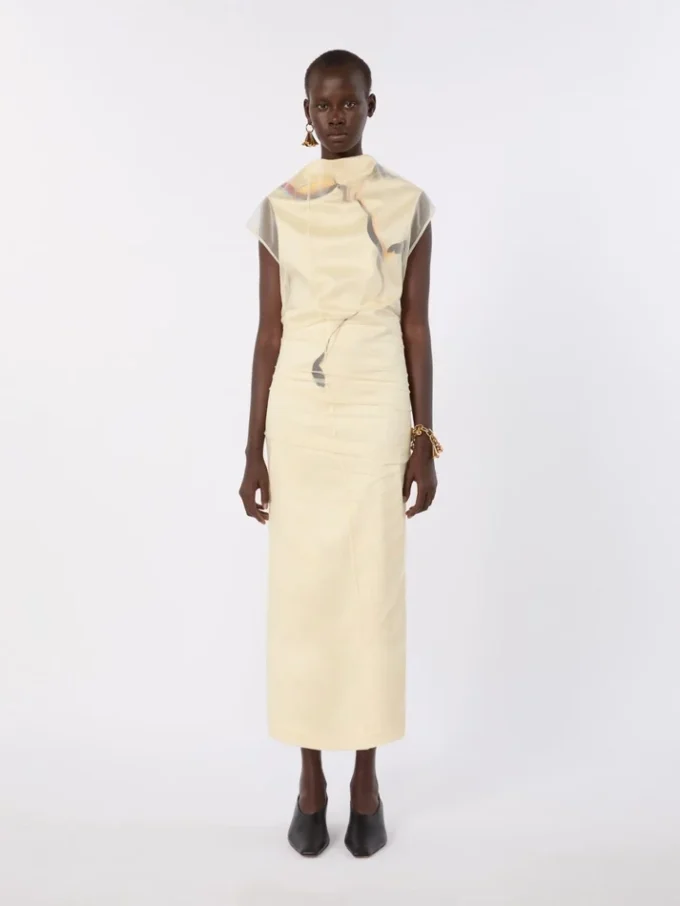 Double-layer satin dress, light yellow Double-layer satin dress, light yellow