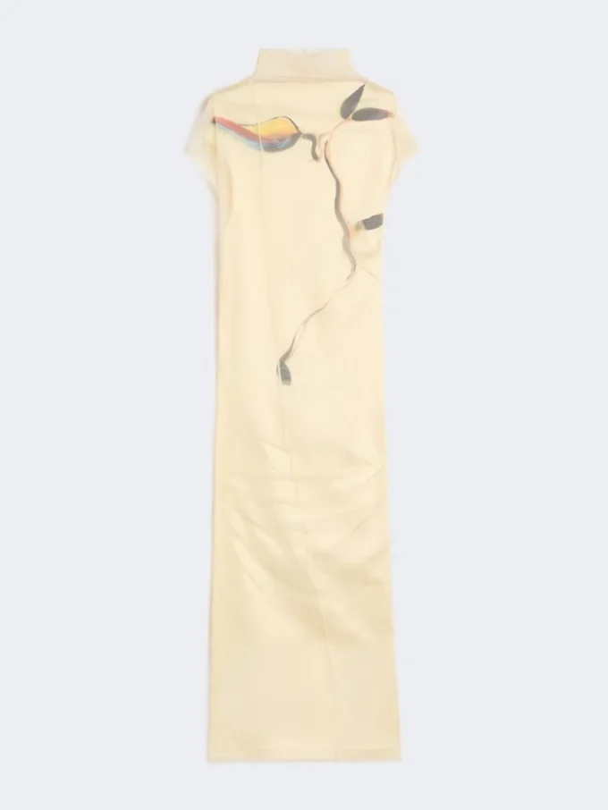 Double-layer satin dress, light yellow Double-layer satin dress, light yellow