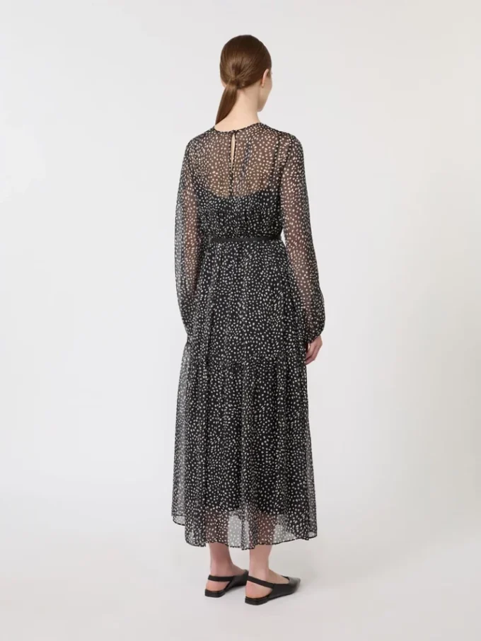 Dress in printed chiffon, black