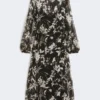 Dress in printed chiffon, black Dress in printed chiffon, black