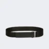 Elasticated webbing and leather belt, black