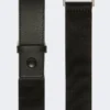 Elasticated webbing and leather belt, black