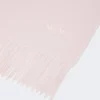 Embroidered and fringed cashmere stole, pink Embroidered and fringed cashmere stole, pink