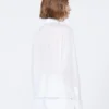 Embroidered ramie canvas boxy shirt, white Embroidered ramie canvas boxy shirt, white