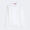 Embroidered ramie canvas boxy shirt, white Embroidered ramie canvas boxy shirt, white