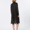 Embroidered ramie gauze shirt dress, black