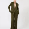 Envers satin blazer, moss green Envers satin blazer, moss green