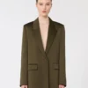 Envers satin blazer, moss green Envers satin blazer, moss green