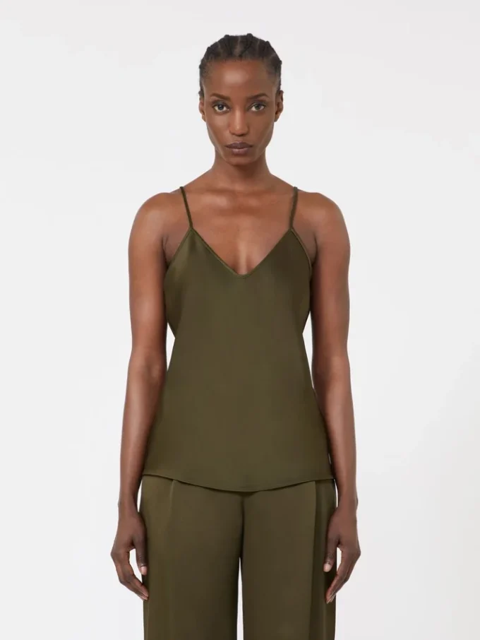 Envers satin camisole top, moss green Envers satin camisole top, moss green